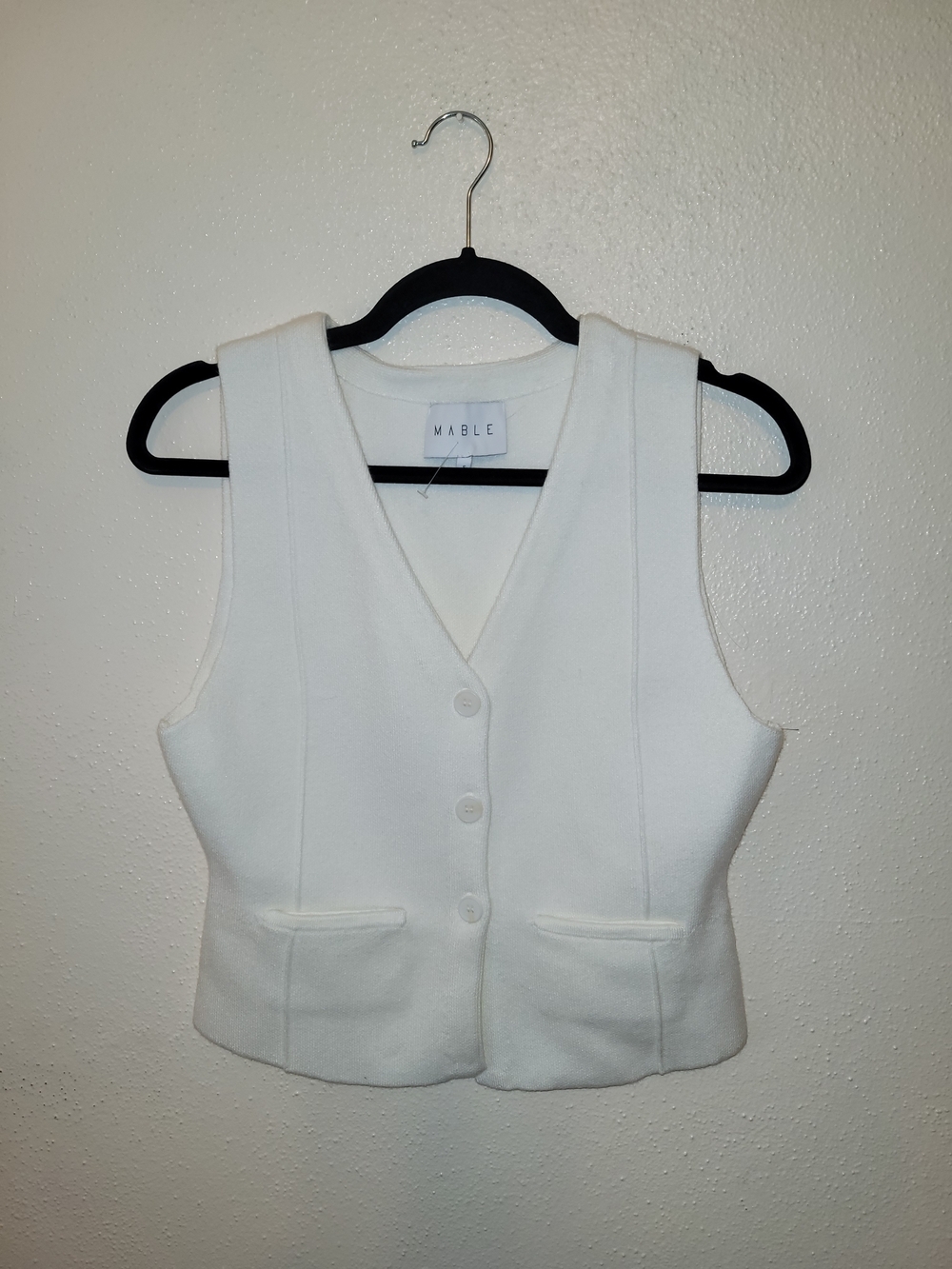 Mable Ellie Button Down Vest Cream Small - Picture 3 of 6